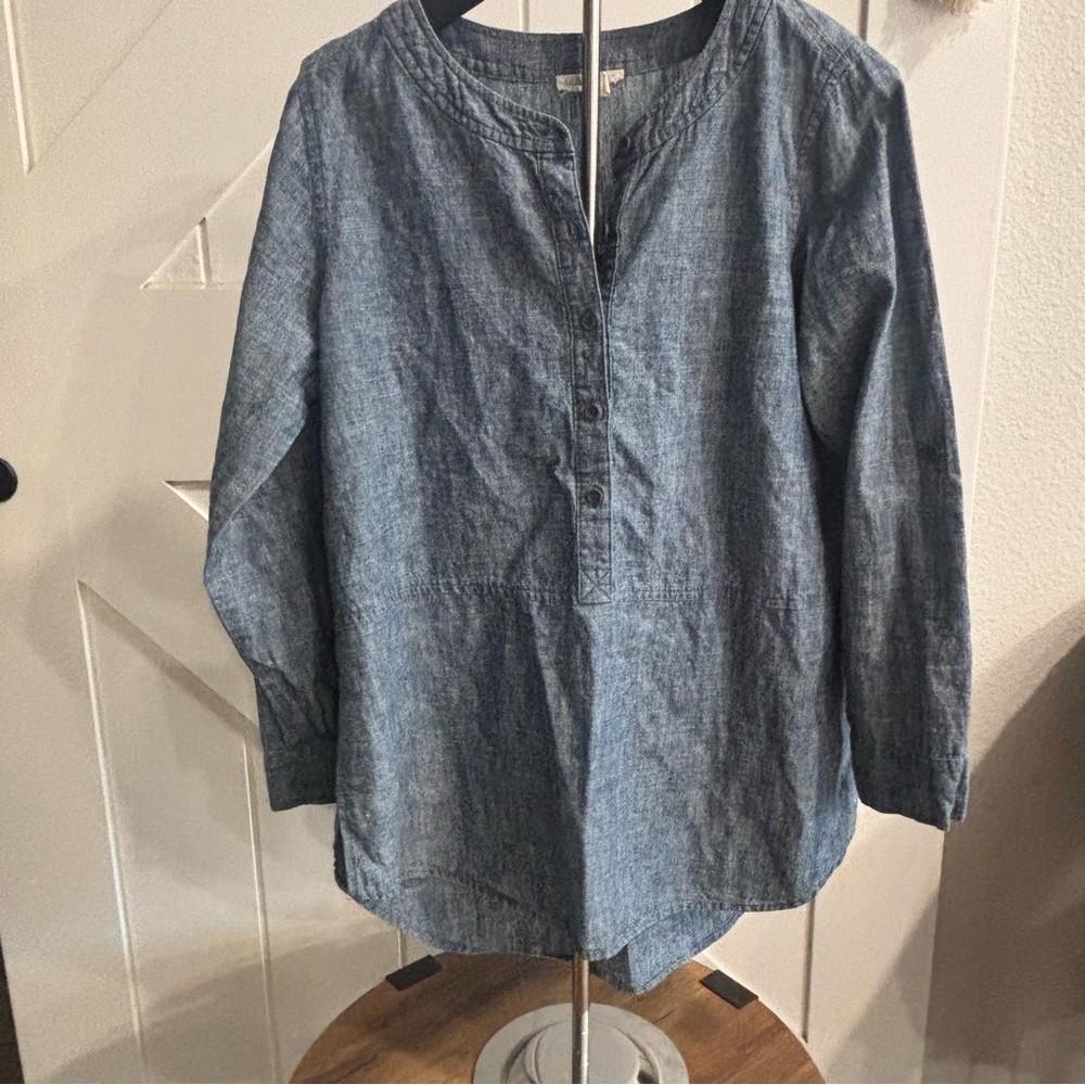 Eileen Fisher Hemp Organic Cotton Chambray Tunic Petite Small Sustainable Top - Picture 4 of 11
